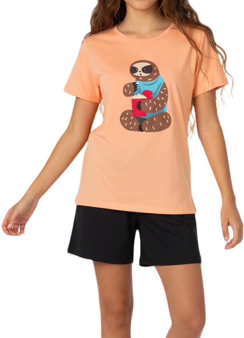 Mädchen Schlafanzug kurz, weicher Single-Jersey aus 100% Baumwolle und Hose in Bermuda Form, mit Mot
