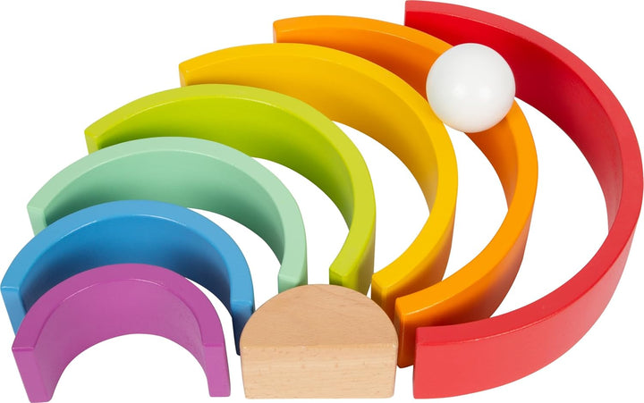 Small Foot Holzbausteine Grosser Regenbogen aus Holz, Stapelspiel für Feinmotorik, ab 12 Monaten, 69