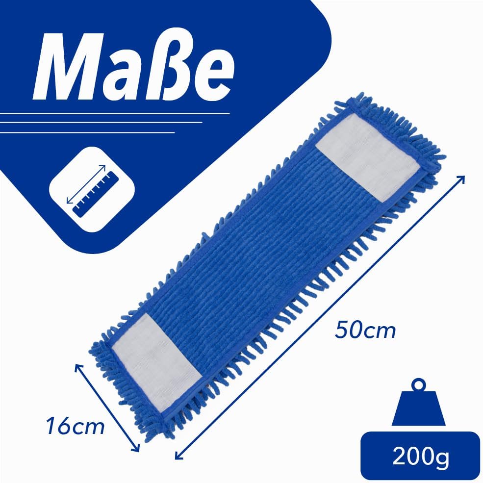 Chenillemopp Basic Wischbezug blau, 50cm - Ersatzbezug für Bodenwischer - Wischmopp Bezug für alle g