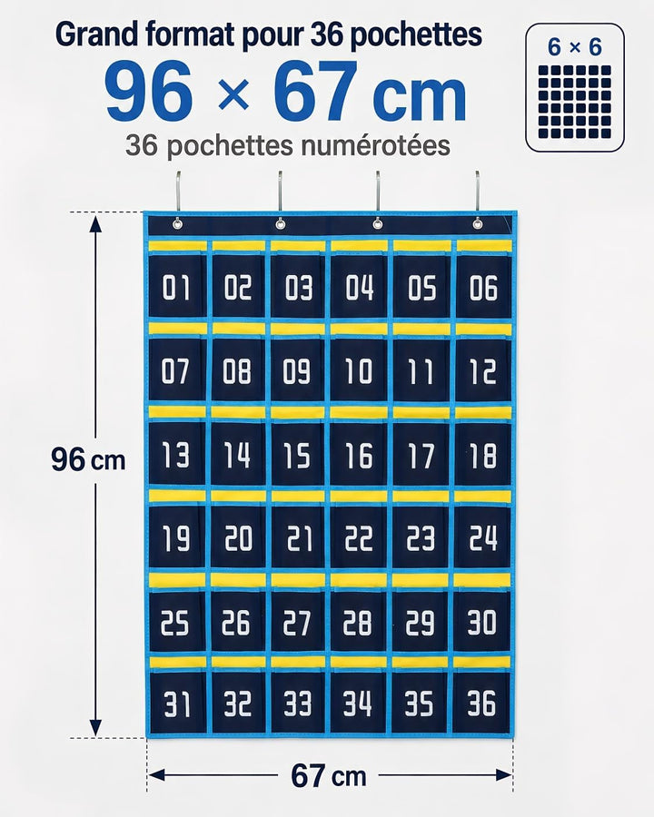 Hemobllo Nummerierte Telefon-Aufbewahrungstasche 37,80 x 26,38 Zoll Vliesstoff 36 Taschen für Klasse
