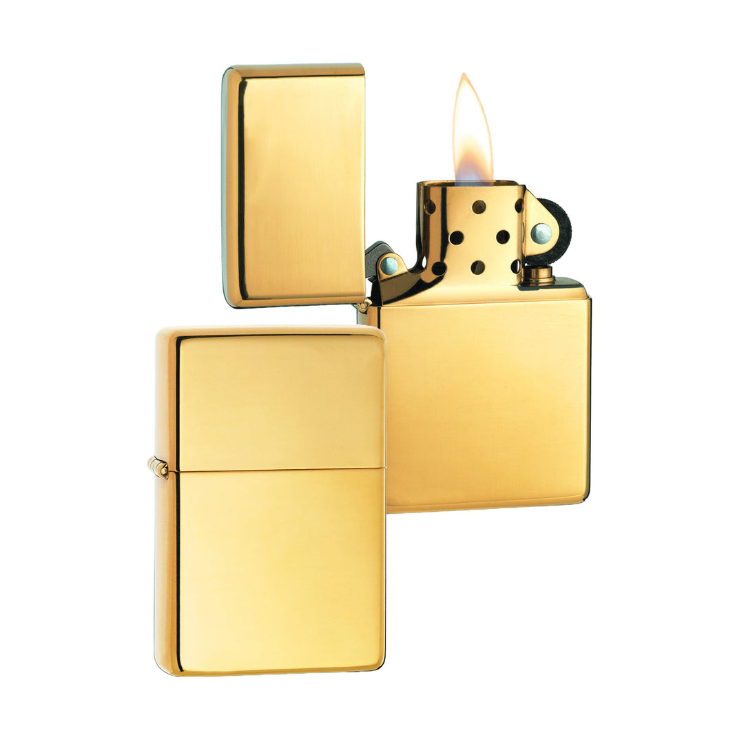 Zippo Sturmfeuerzeug - Modell Vintage - High Polish Brass Finish in Gold - Nachfüllbar - Wiederverwe
