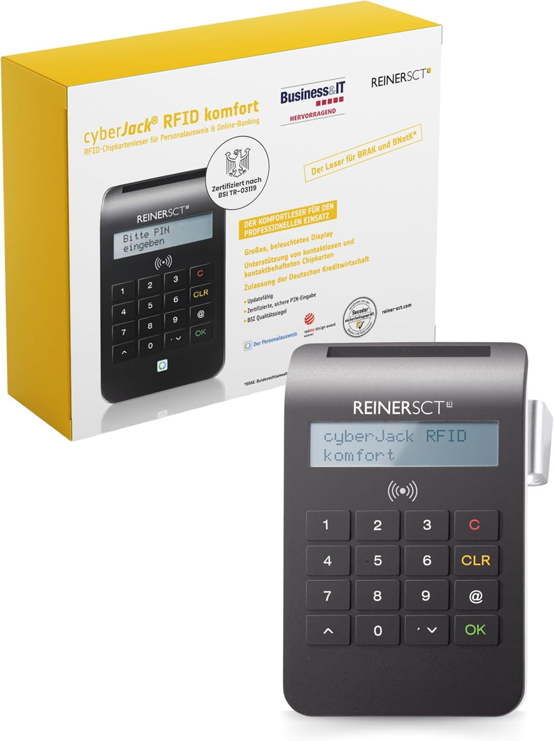 REINER SCT cyberJack RFID Chip-Kartenlesegerät komfort | Multi-Applikationsfähig für z.B. Elster; On