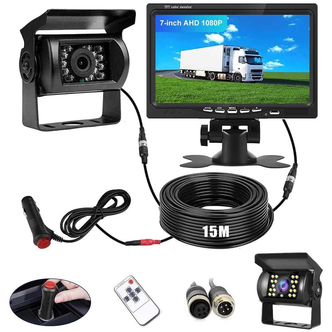 Rückfahrkamera Set mit 7 Zoll Rear View Monitor, IP68 wasserdichte Nachtsicht Auto Backup-Kamera, Ka