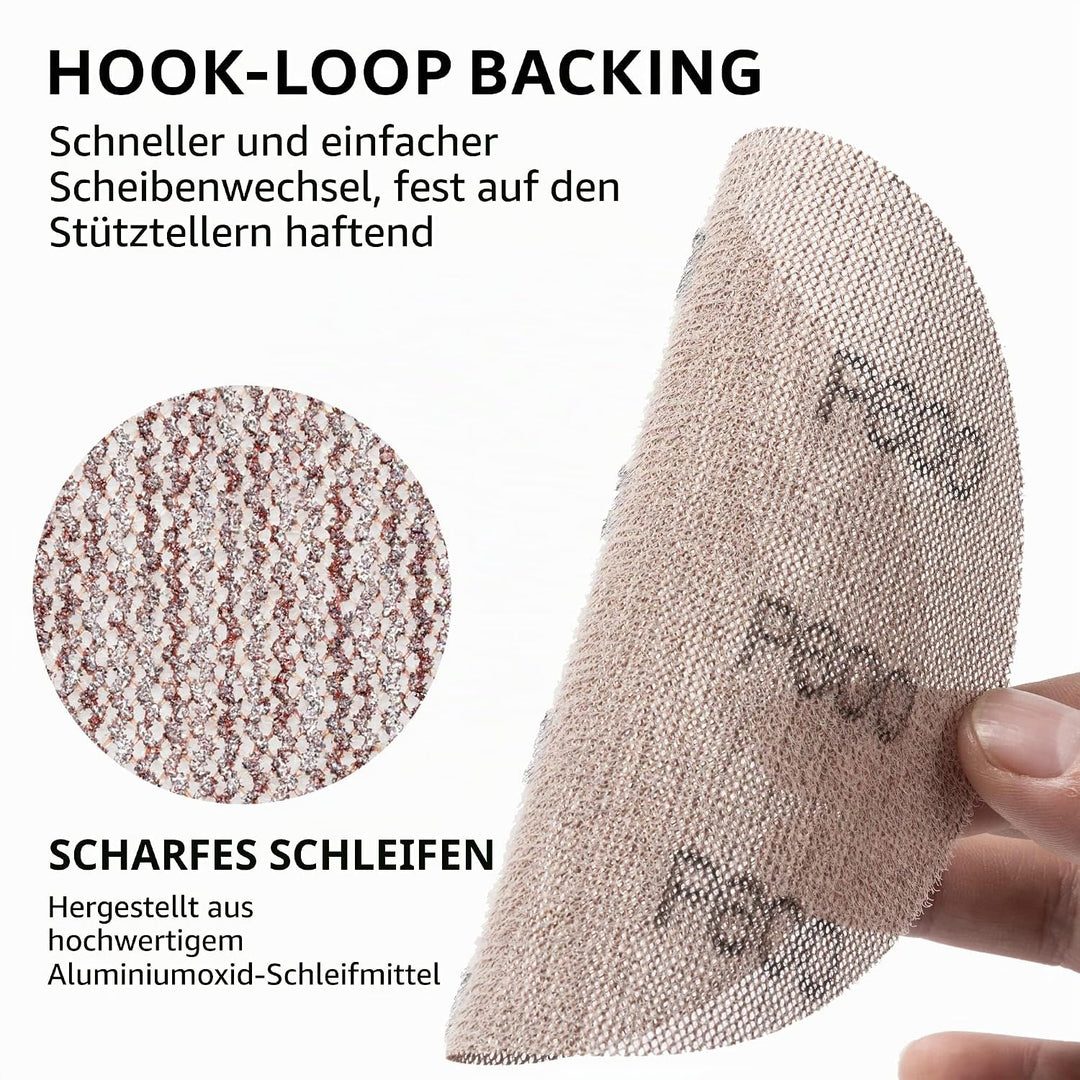 UPWOOD Schleifgitter 50 Stück 125mm Klett Körnung 600, Zum staubfreien Schleifen von Karosserie, Hol