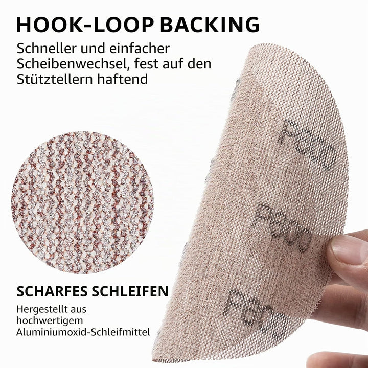 UPWOOD Schleifgitter 50 Stück 125mm Klett Körnung 600, Zum staubfreien Schleifen von Karosserie, Hol