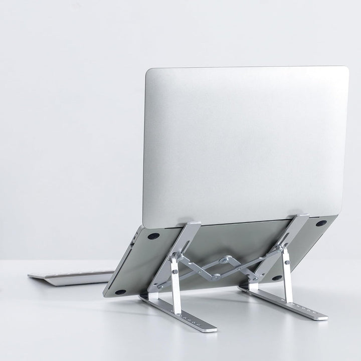 Ergolutions® Mobiler Aluminium Laptopständer - Faltbar, Höhenverstellbar, Universal für alle Geräte,