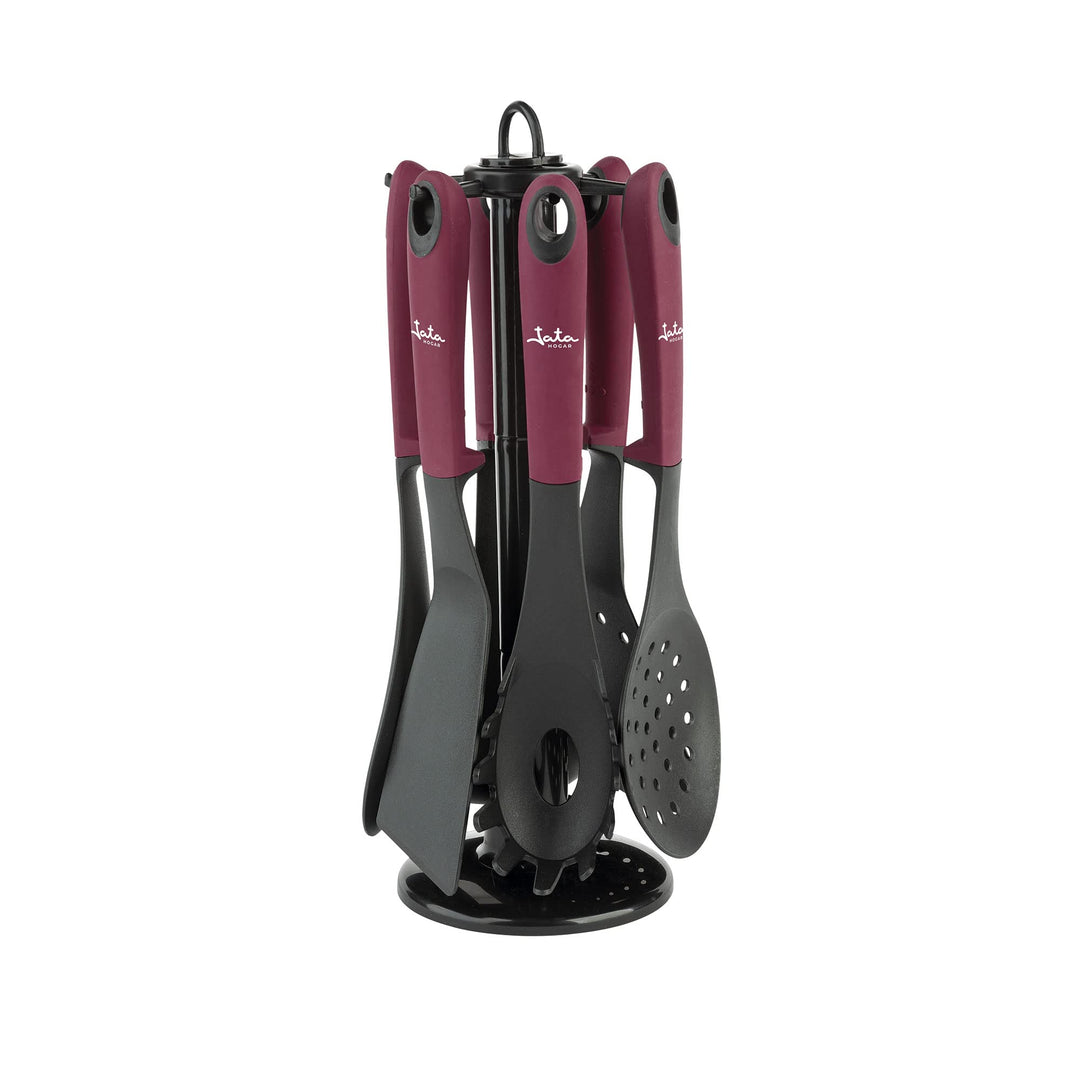 Jata Hogar HACC4600 Küchenutensilien-Set, 6-teilig, aus Nylon, Schöpflöffel, Spaghetti-Löffel, Pfann