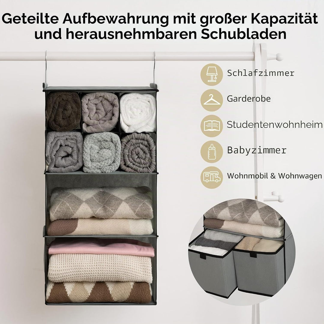GRANNY SAYS Hängender Schrank Organizer mit Schubladen, 4 Regalteiler, Hängender Schrank-Organizer,