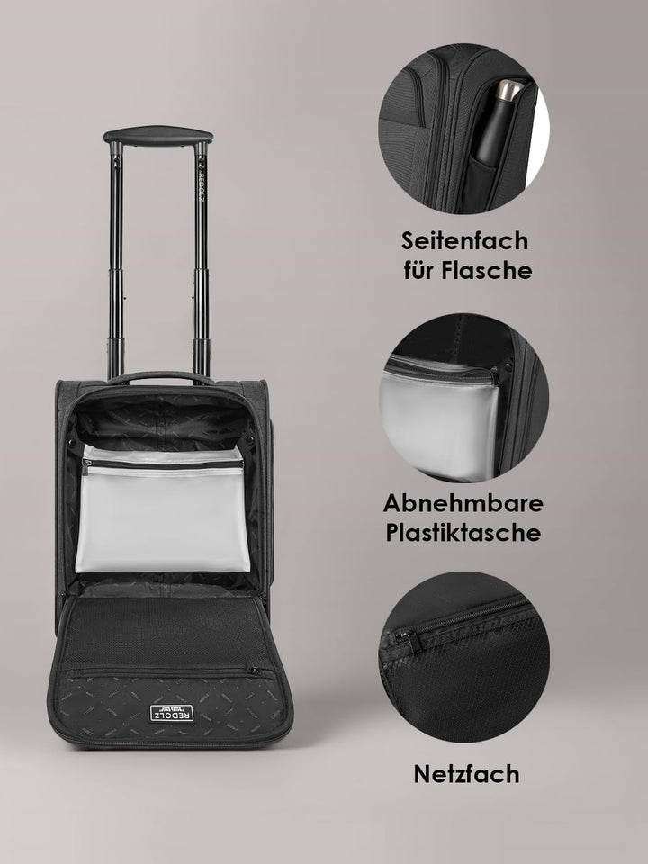 REDOLZ Underseater CABIN XS-Handgepäck-Trolley mit 2 Rollen & Liquid-Bag | 34 x 20 x 43 cm | Weichsc
