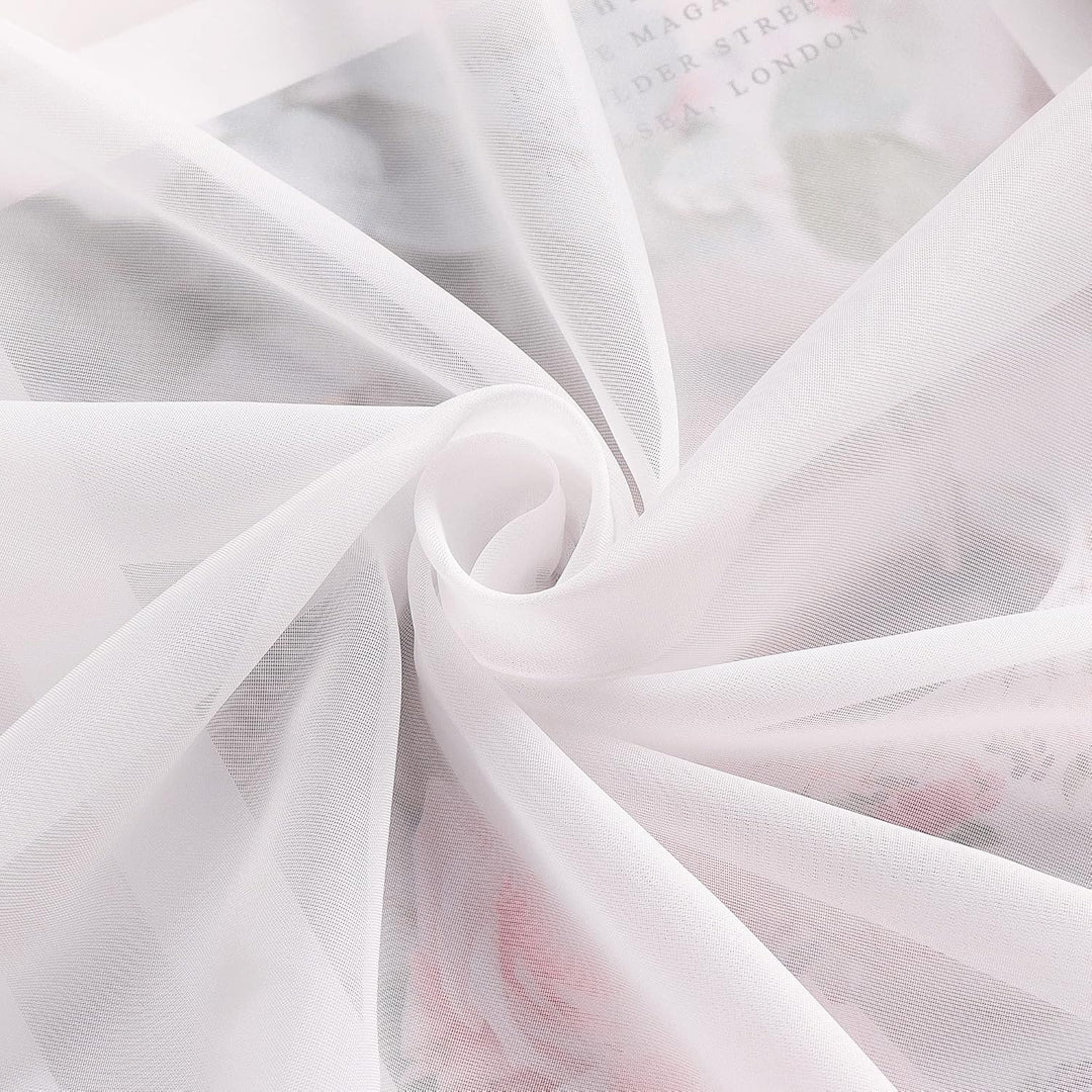HongYa Kuvertstore transparenter Voile Gardine mit Satinbänder Kräuselband Vorhang H/B 120/450 cm We