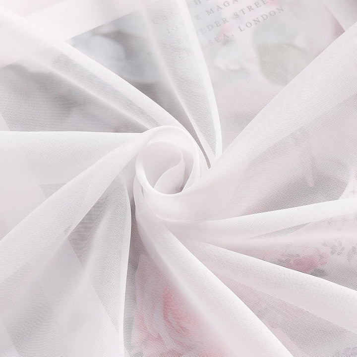 HongYa Kuvertstore transparenter Voile Gardine mit Satinbänder Kräuselband Vorhang H/B 120/450 cm We