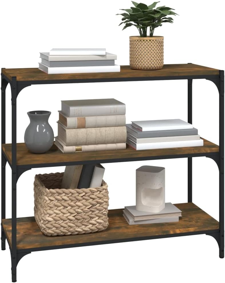 Libreria rovere fumo 80x33x70,5 cm Legno Multistrato e Acciaio