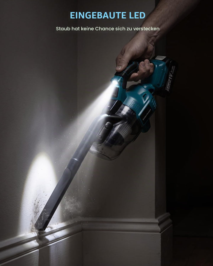 Akku Staubsauger Kompatibel mit Makita 18V, 16000Pa 4-in-1 Akku Handstaubsauger mit 2X 4.0Ah, 4 Bürs