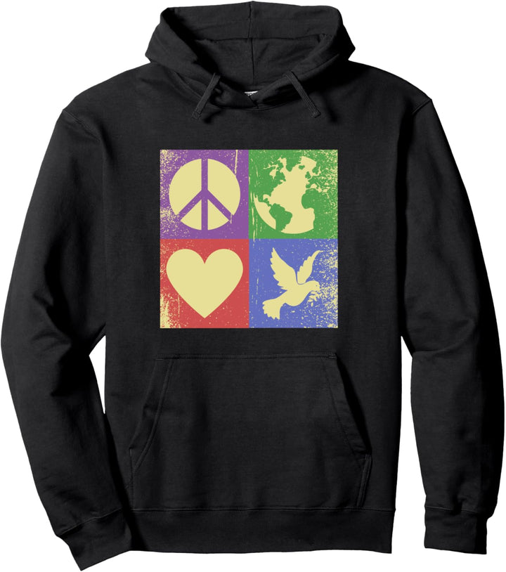 Retro Peace Zeichen Pop Art Friedenstaube Vintage Love World Pullover Hoodie