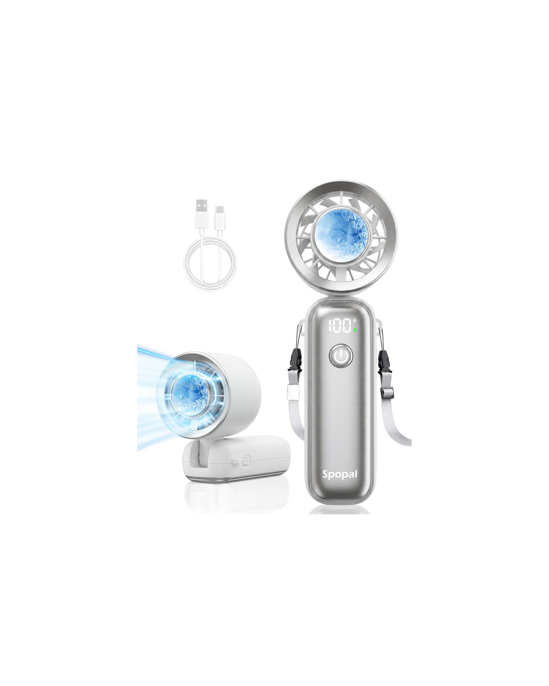 Spopal Klein Handventilator, Tragbarer Turbo-Ventilator mit Kühleffekt | 1-100 einstellbare Lüfterst