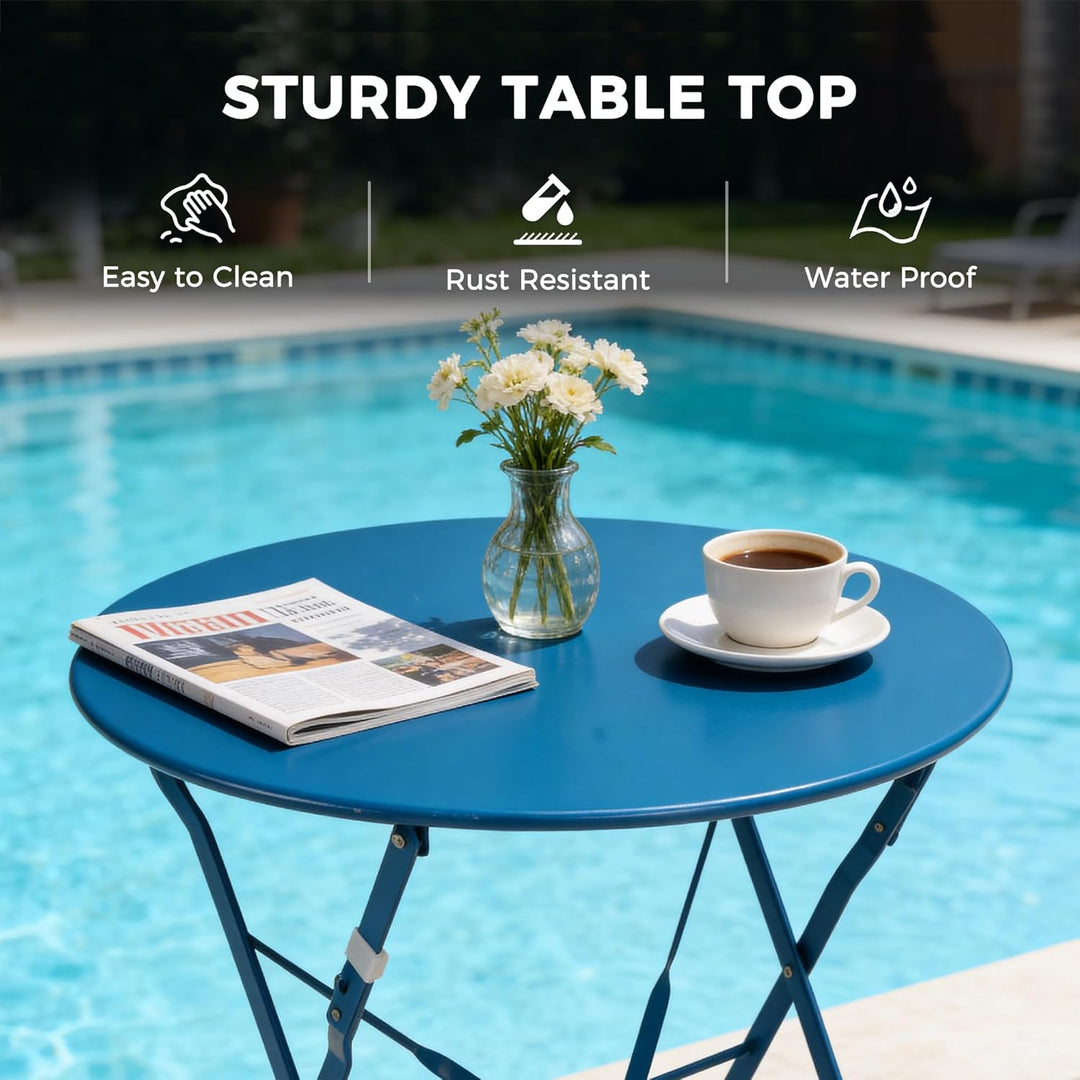 Grand patio Bistro Set 3 Stück, Balkonset, Sitzgruppe 2 Stühle und 1 Tisch, Premium Stahl, Klappbar,