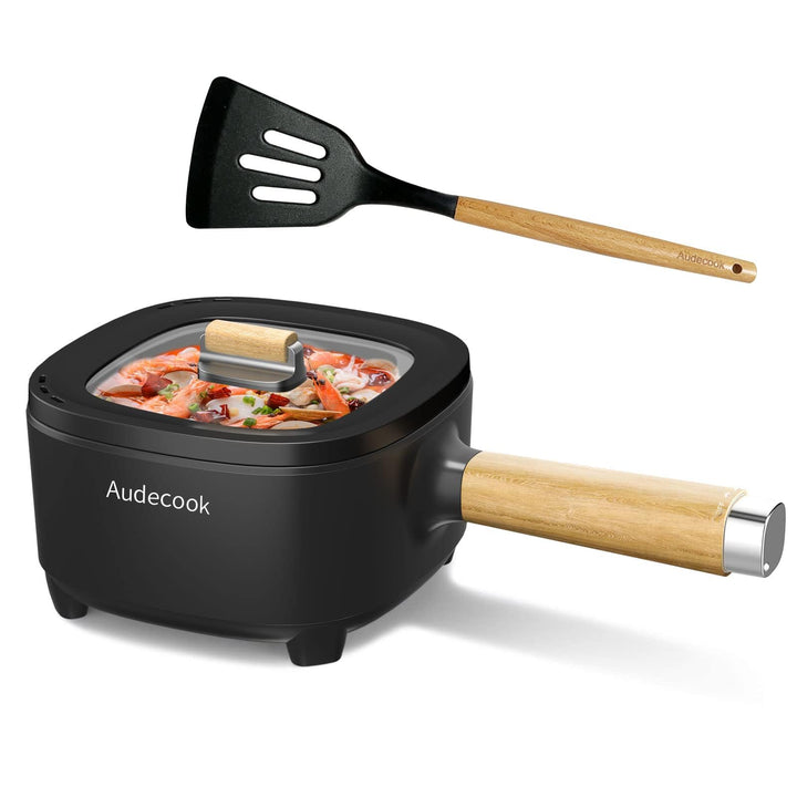 Audecook Elektrischer Hot Pot mit Dampfgarer, 2L/20cm Antihaft Elektropfanne mit Keramikglasur, Trag