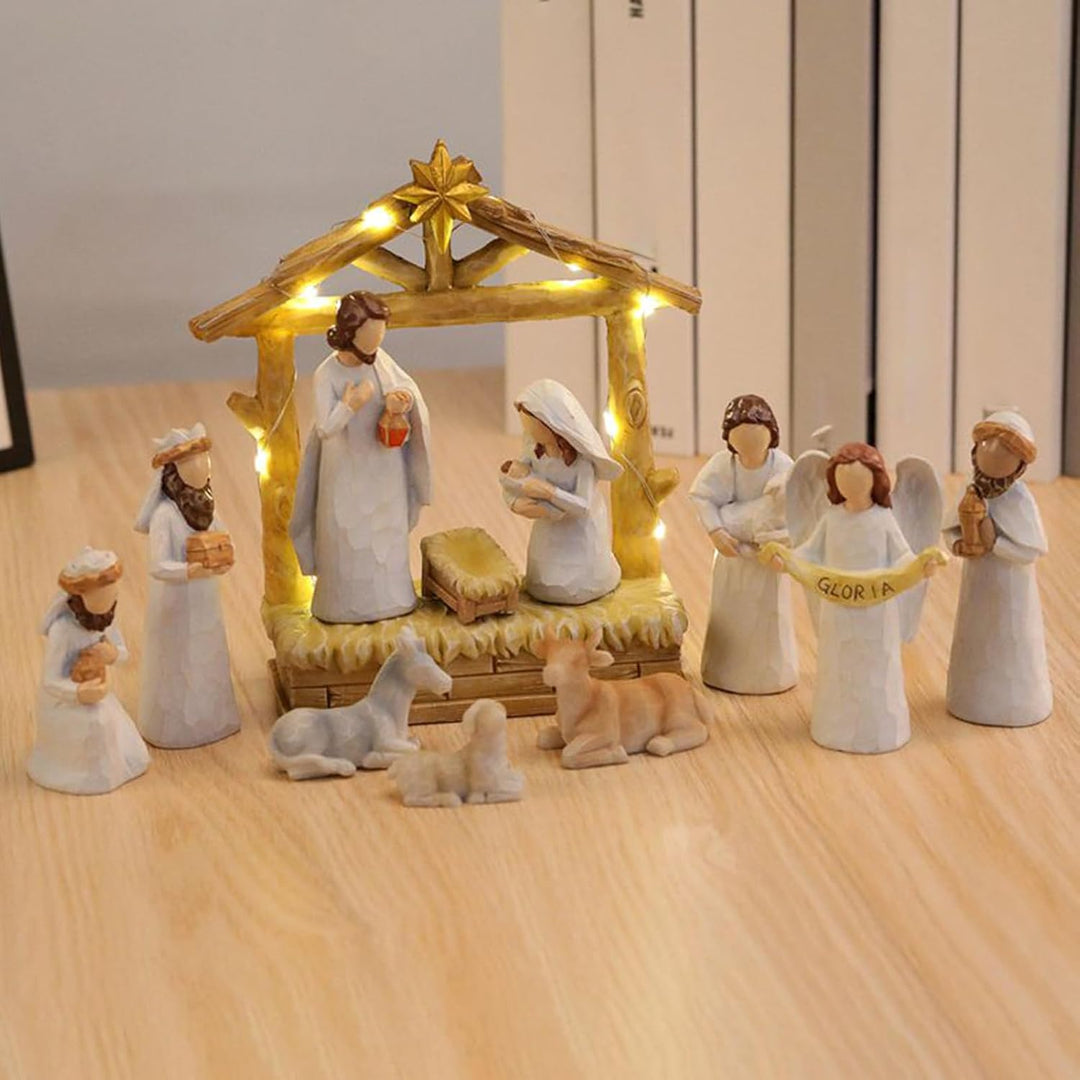 Generisch Weihnachtskrippe Set | Krippenszene Jesus Tischdekor - 12 Stück Krippe Weihnachtsdekoratio