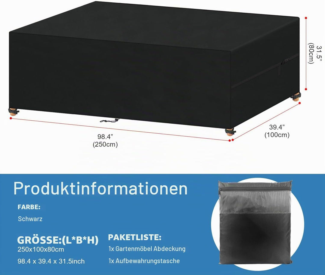 VANSHEIM Lounge Abdeckung Wasserdicht Abdeckung Gartenmöbel Schutzhülle Gartenmöbel Abdeckplane Wass