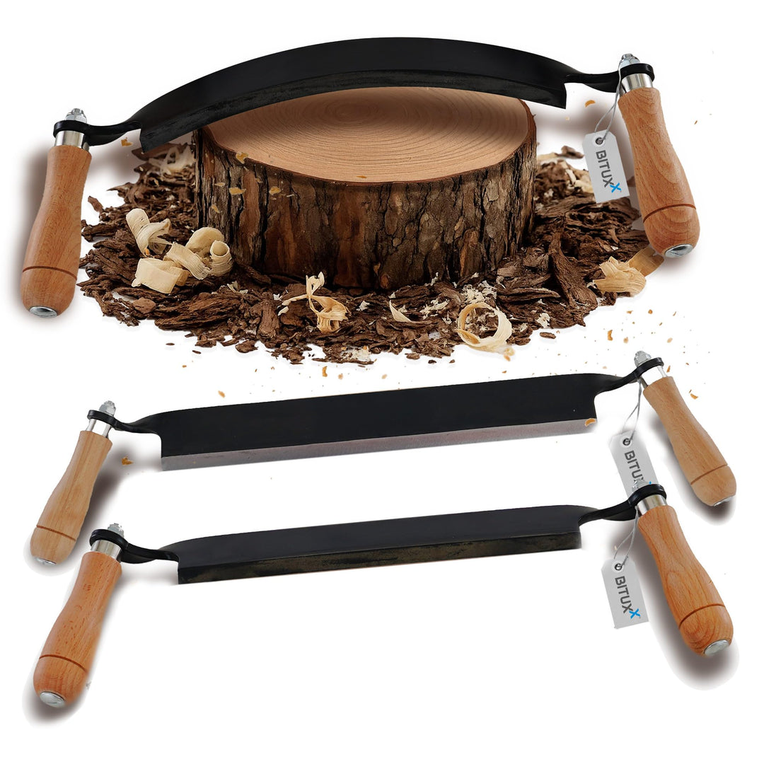 BITUXX 3er Set Zugmesser für Holz Ziehmesser Schäleisen Zieheisen 10" 13"