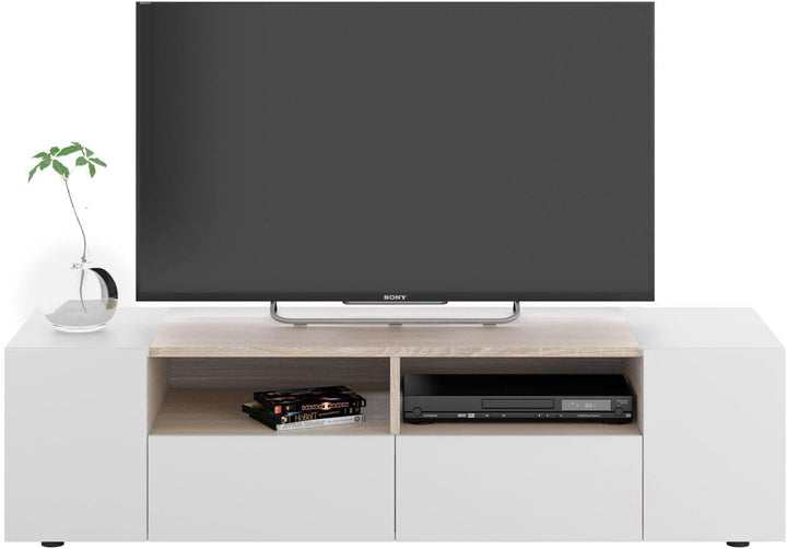 Dmora - Topeka TV-Ständer, Fernseh-Sideboard für das Wohnzimmer, moderner TV-Ständer, niedriges Mehr