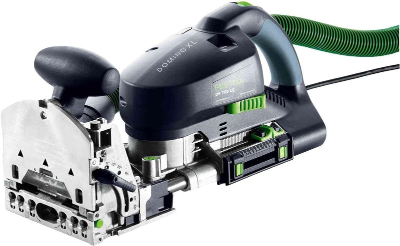 Festool Dübelfräse DF 700 EQ-Plus DOMINO XL (mit DOMINO Fräser, Zusatzanschlag, leere Dübelbox, Gabe