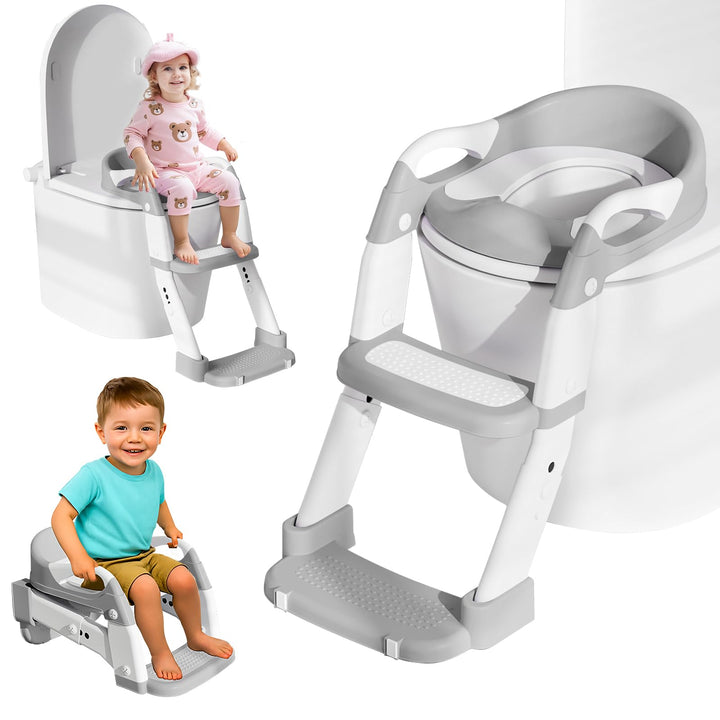 Toilettensitz Kinder, 3 IN 1 Toilettensitz Kinder mit Treppe für Jungen Mädchen, Upgraded 3-in-1 Bab