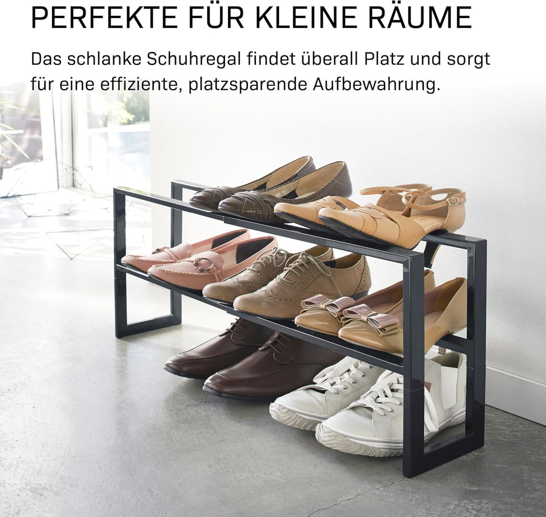 YAMAZAKI Extendable shoe rack 2 tier für Schuhe - Line - black Schwarz Single, Schwarz Single