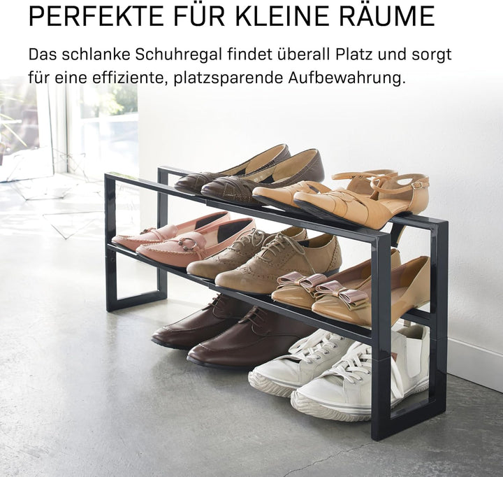 YAMAZAKI Extendable shoe rack 2 tier für Schuhe - Line - black Schwarz Single, Schwarz Single