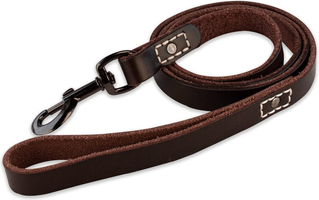 Leder Hundeleine - mit Naht - 180cm - Braun/schwarz Braun/Schwarz 180cm, Braun/Schwarz 180cm