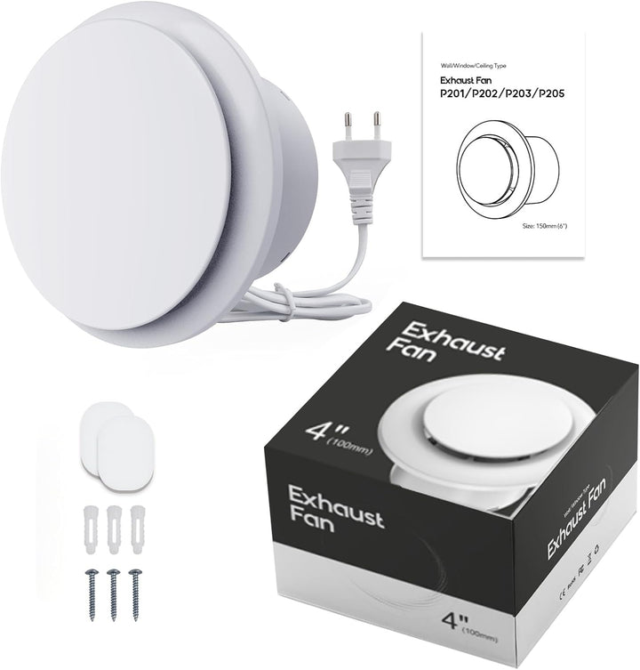 SBONNI Badlüfter 100mm, 12W Leiser Abluftventilator, 130m³/h Starker Lüftung Wandventilator, Geräusc