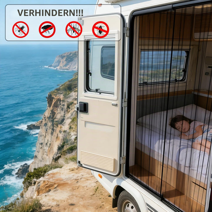 Moskitonetz Magnetisch für VW T5 T6 Schiebetür, Insektennetz &amp; Auto-Fliegengitter mit Sonnenschutz u