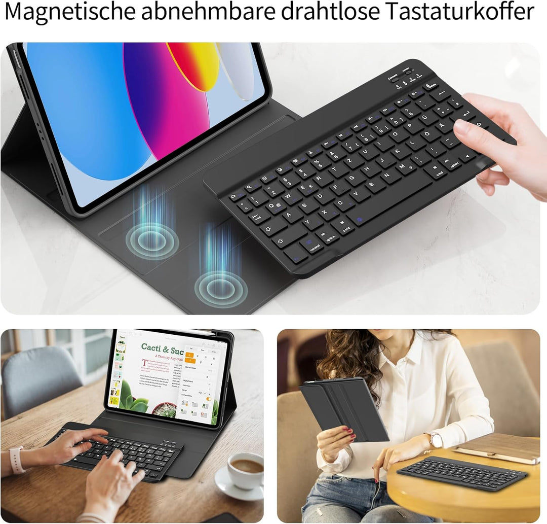 Tastatur Hülle für iPad 11. Generation 2025 A16, iPad 10. Generation 2022 10,9 Zoll, Weiche TPU Hüll