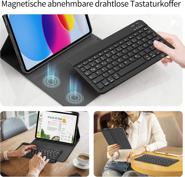 Tastatur Hülle für iPad 11. Generation 2025 A16, iPad 10. Generation 2022 10,9 Zoll, Weiche TPU Hüll