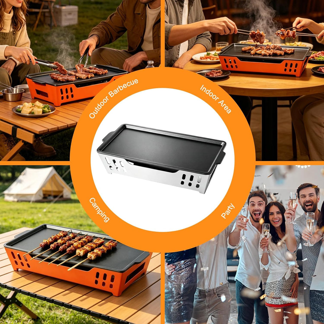 BBQ Warmhalteplatte Grillgut, BBQ Board zum Warmhalten fürs Grillen &amp; Essen | mit 3 Teelichthaltern,