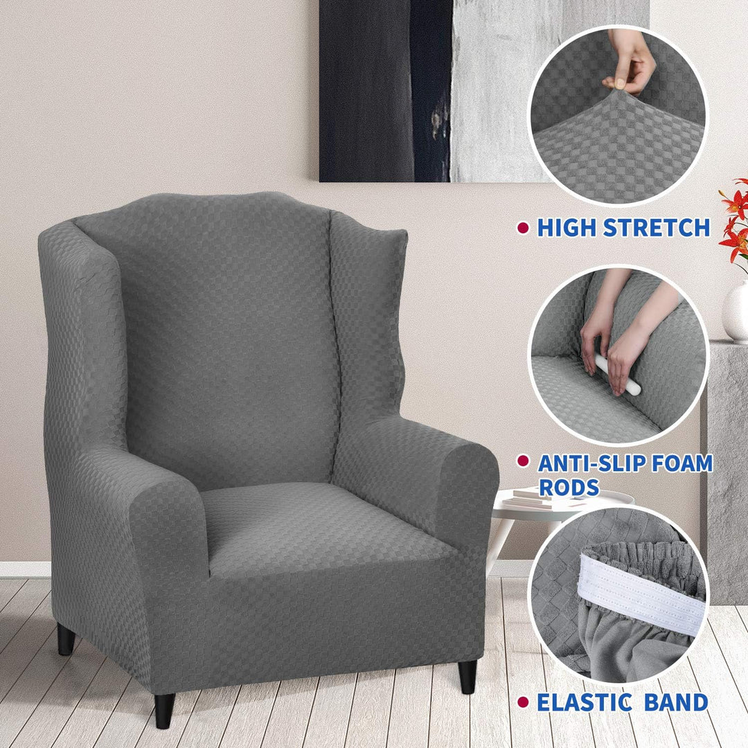 MAXIJIN Elastischer Sesselbezug mit Ohren 1 Stück Jacquard Sofaschutz Kopfstütze Sofabezug Sessel mi
