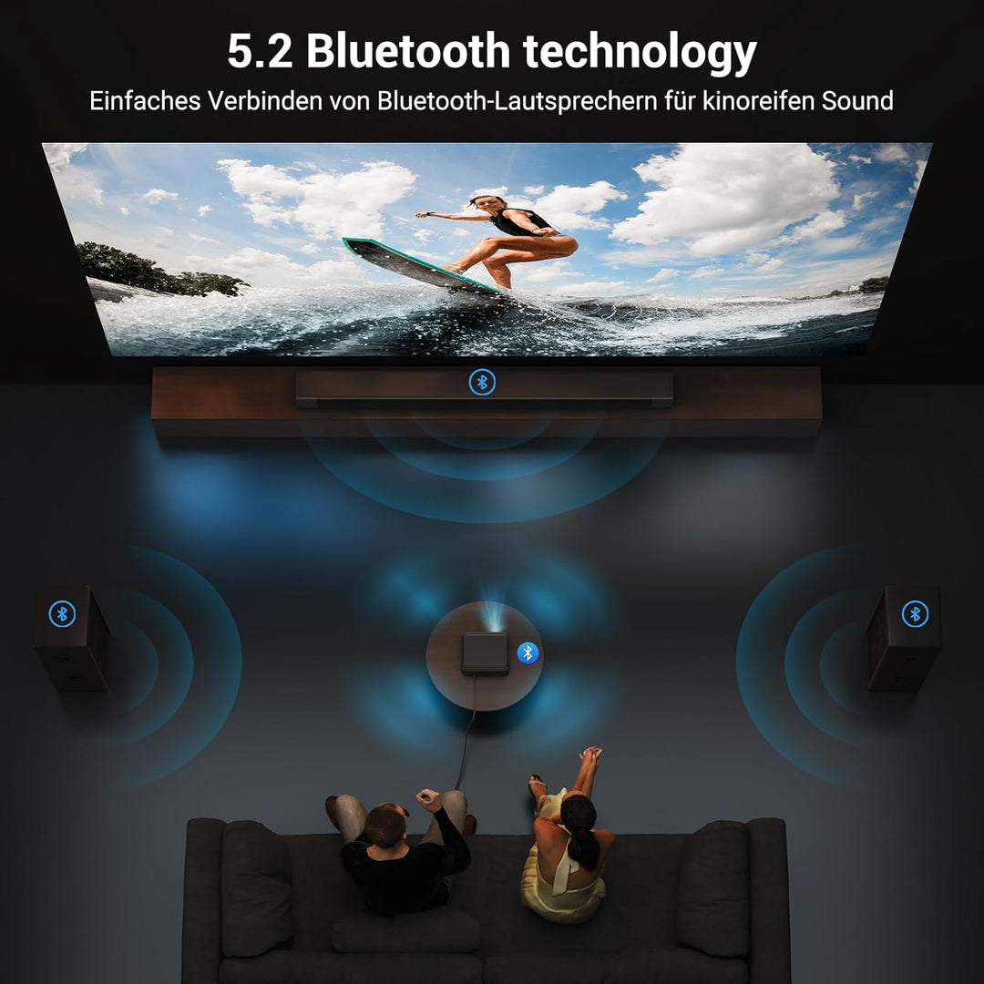 4K Smart Beamer mit integrierter Netflix-App, HAPPRUN Heimkino Projektor mit Autofokus, Dolby Audio