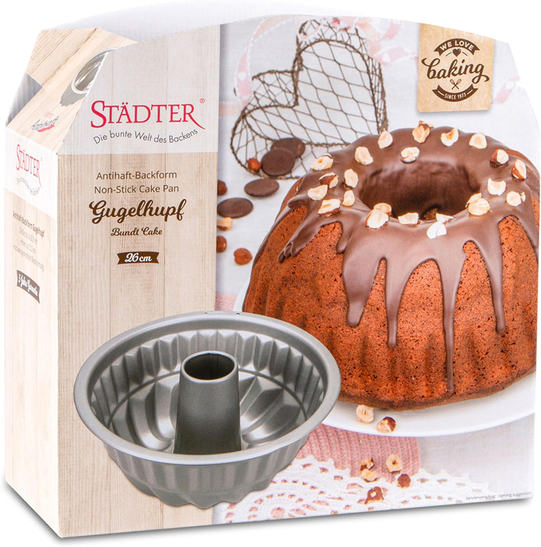 Städter 661288 Gugelhupf Backform Silber Durchmesser: 26 cm Höhe 12 cm, Antihaftbeschichtung