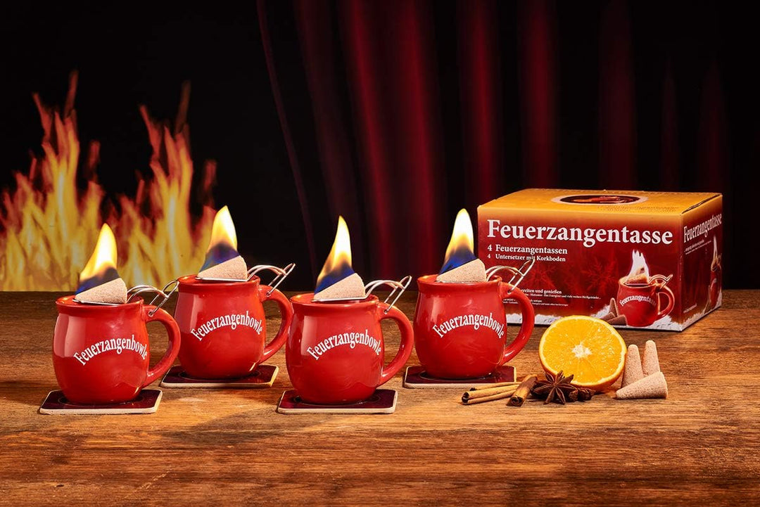 Feuerzangentasse 4er-Set, Rot - für, Rot