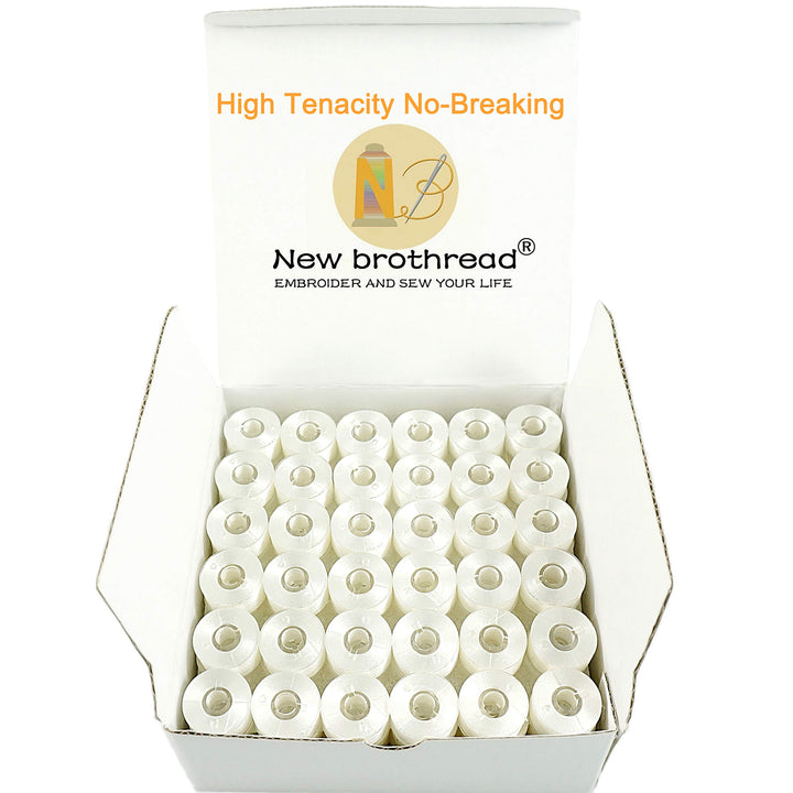 New brothread 144pcs Weiss 70D/2 (60WT) Bobbin Thread Vorgewickelten Spulen Unterfaden Kunststoff Gr
