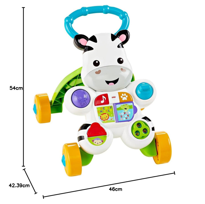 Fisher-Price DLD94 - Lern mit mir - Zebra Lauflernwagen, musikalisches Aktivitäts- und Gehspielzeug