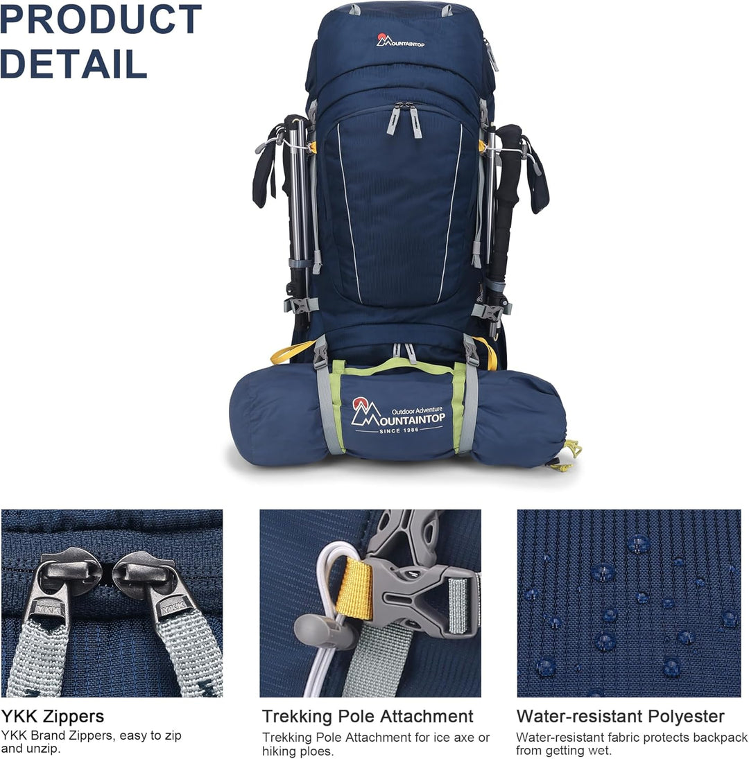 Mountaintop Trekkingrucksack 60L Wanderrucksack Herren Damen Reiserucksack Grosser Rucksack mit Rege