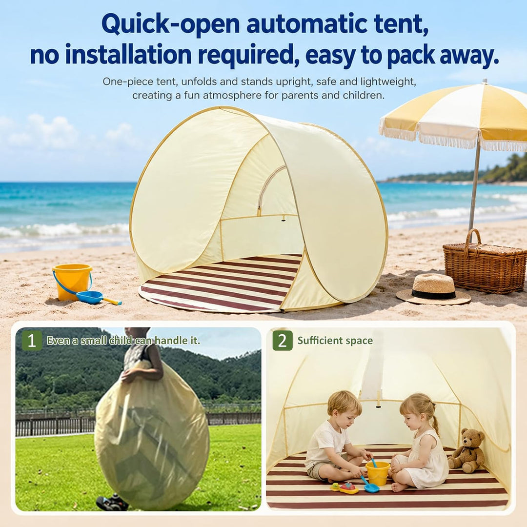 KEAGAN Strandmuschel Pop Up Strandzelt 2-3 Personen Strandzelt | 130×130×110cm Sonnenschutz und Wass