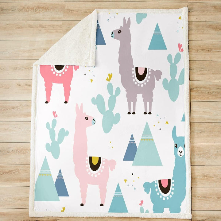 Mädchen Lama Kuscheldecke Schöne Lama Alpaka Design Wohndecke Kaktus Gedruckt Flanell Fleecedecke 15