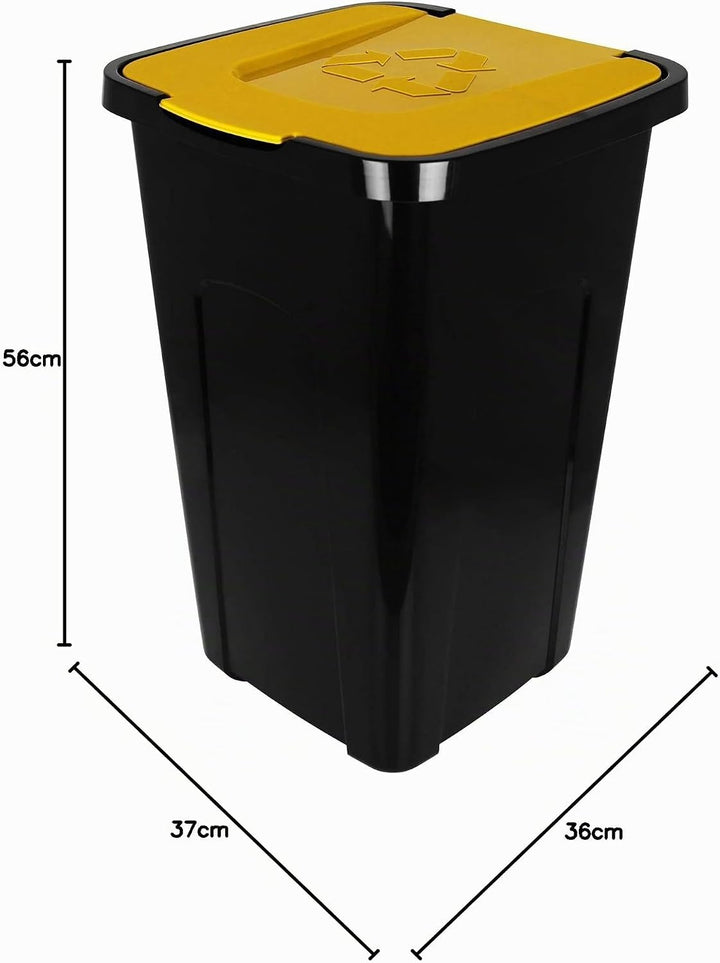 TW24 Mülleimer 50L mit Klappdeckel 3er Set Recycling Abfalltonne Mülleimer Abfalleimer