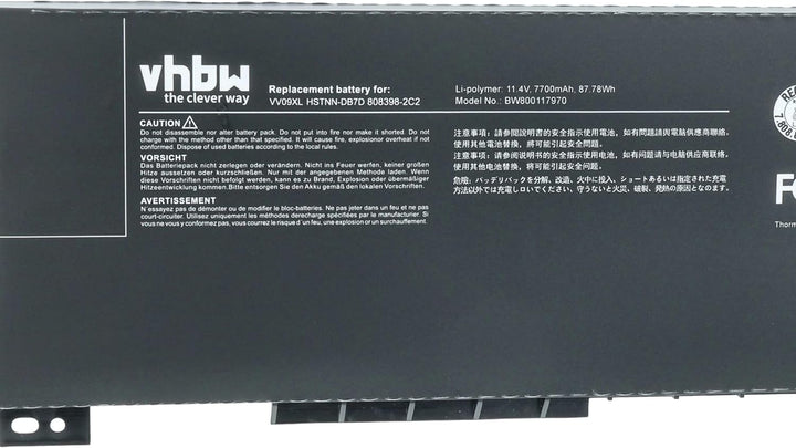 vhbw Akku kompatibel mit HP ZBook 15 G3(Y6J59ET), 15 G3 1KS13EC, 15 G3 M9R62AV Notebook (7700mAh, 11