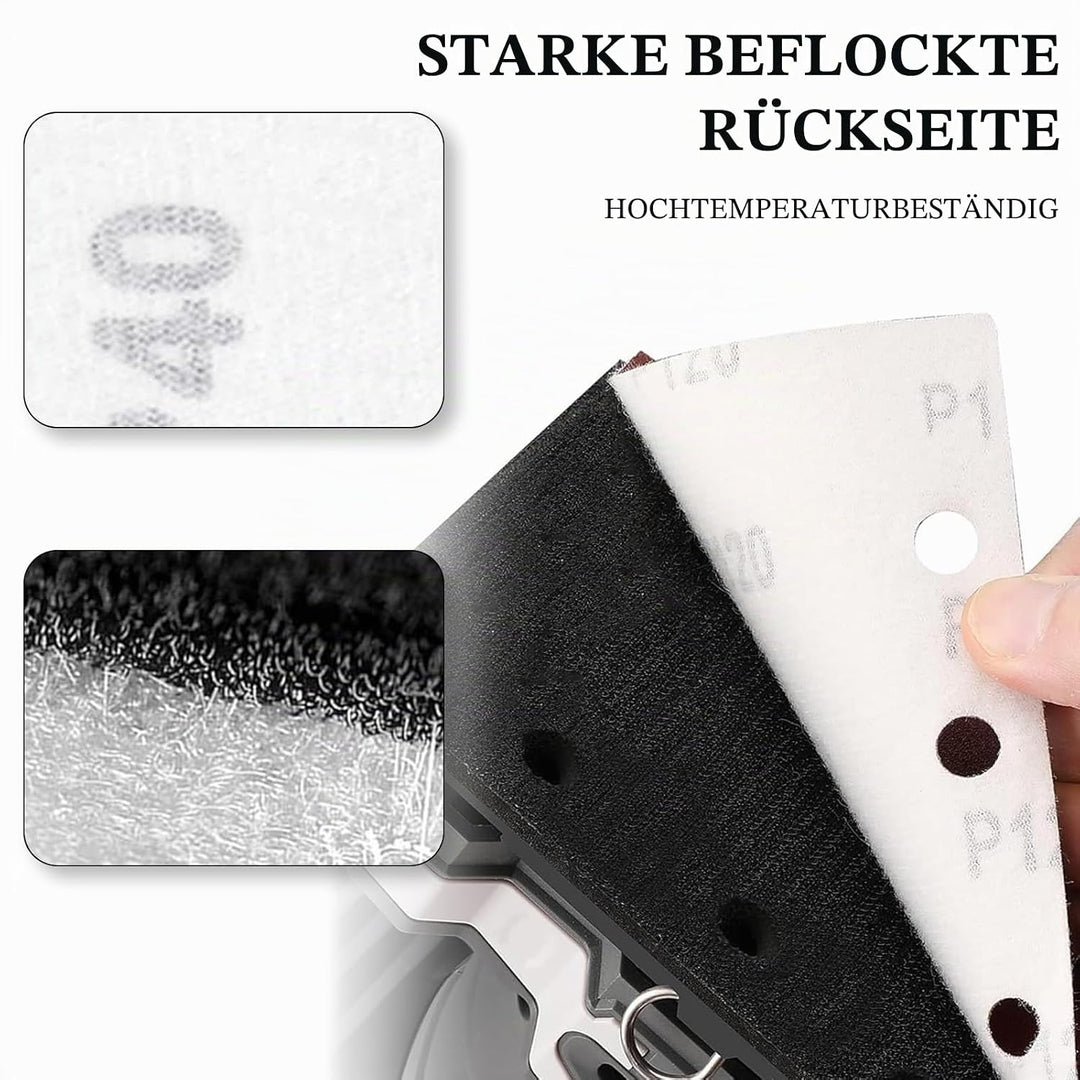 BIGP Schleifpapier Klett Set 100 Stück, 93 x 185 mm mit 8 Löchern für Staubabsaugung, Körnung 40 60