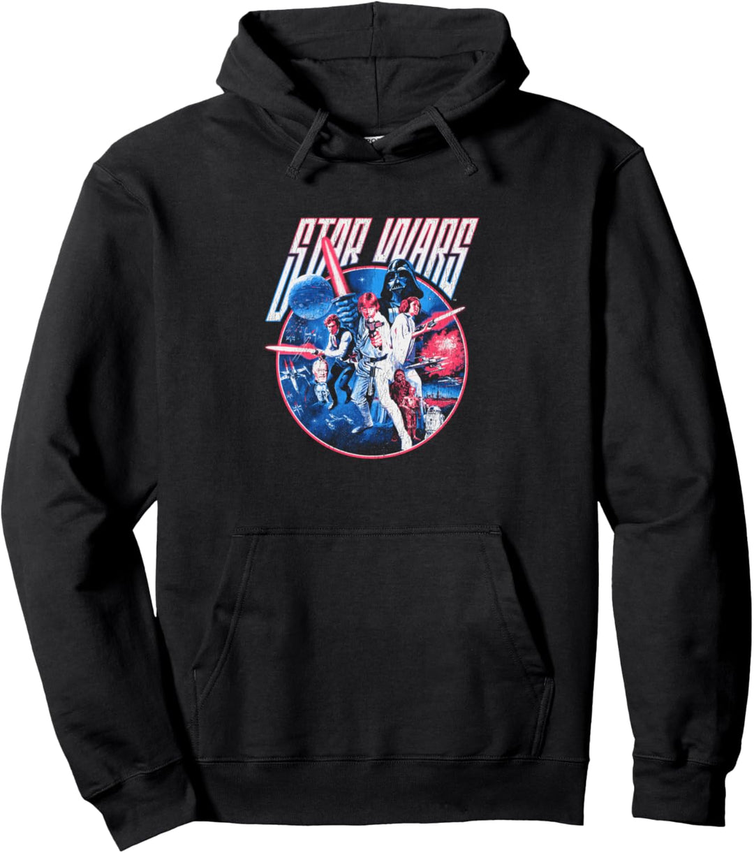 Star Wars Luke Han & Leia Battle Darth Vadar Retro Poster Pullover Hoodie