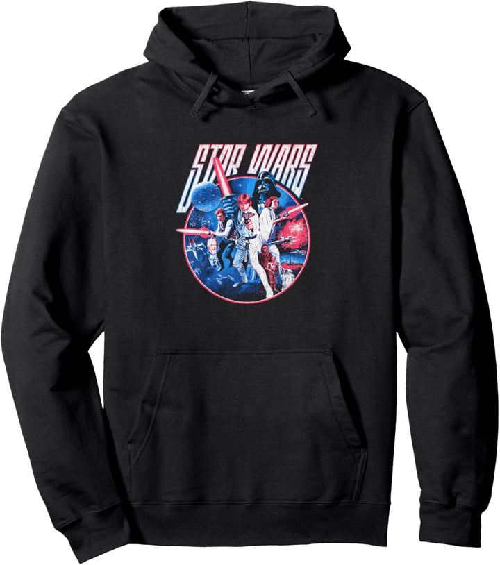 Star Wars Luke Han & Leia Battle Darth Vadar Retro Poster Pullover Hoodie
