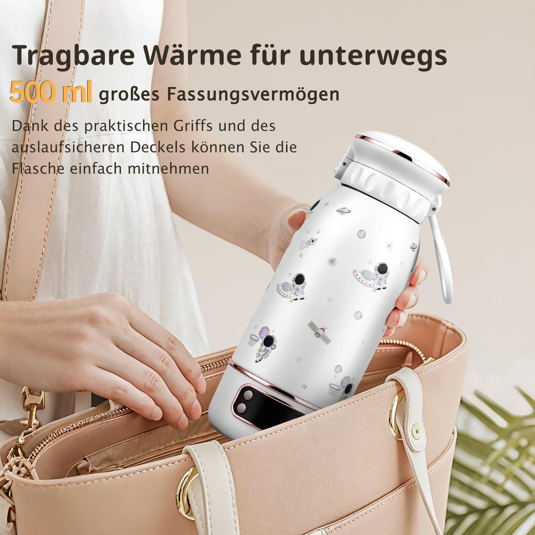 Tragbarer Flaschenwärmer Baby Unterwegs, 500ml, 10 Min Aufheizzeit, Lang anhaltende Wärmespeicherung